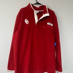 Columbia Men’s  red  snap button 3/4 up Sweater